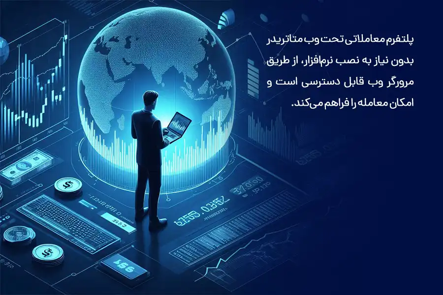پلتفرم معاملاتی تحت وب متاتریدر بدون نیاز به نصب نرم‌افزار، از طریق مرورگر وب قابل دسترسی است و امکان معامله را فراهم می‌کند.