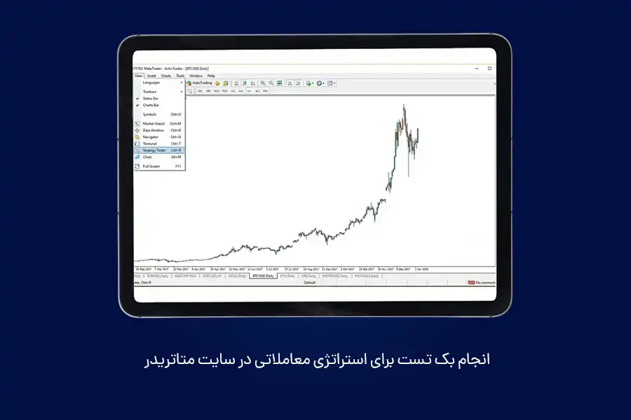 انجام بک تست برای استراتژی معاملاتی در سایت متاتریدر