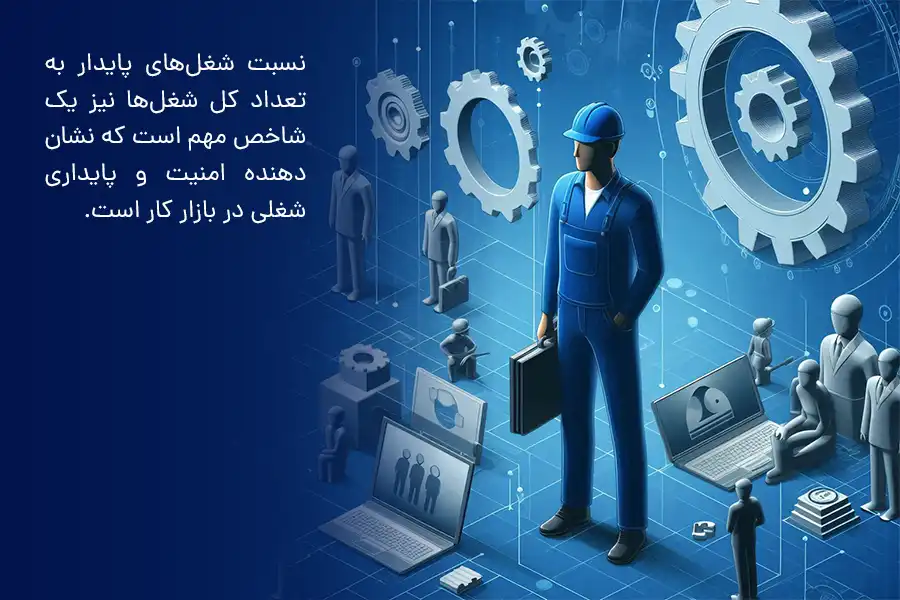 نسبت شغل‌های پایدار به تعداد کل شغل‌ها نشان‌دهنده امنیت و پایداری شغلی در بازار کار است.
