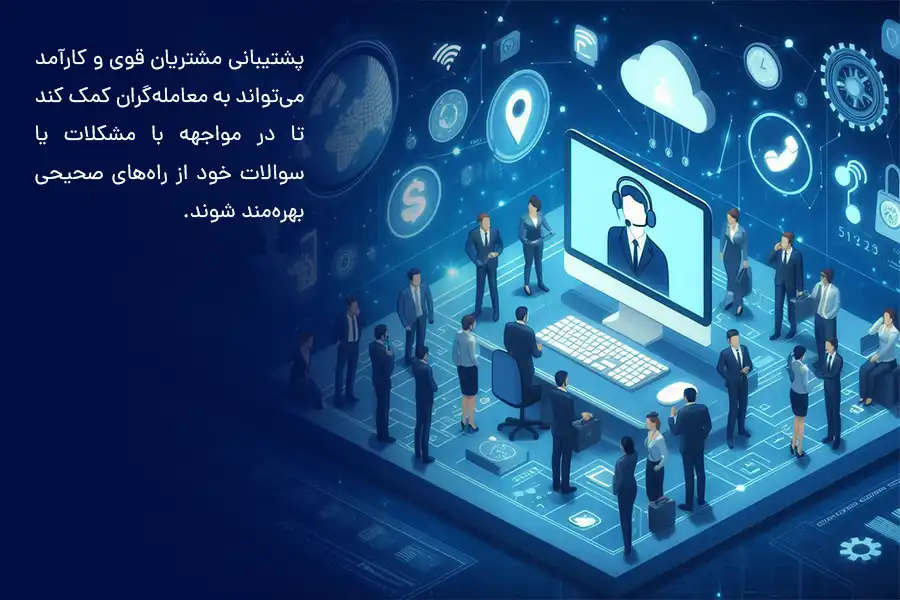 پشتیبانی قوی و کارآمد می‌تواند به معامله‌گران کمک کند تا در مواجهه با مشکلات یا سوالات خود از راه‌های صحیحی بهره‌مند شوند.