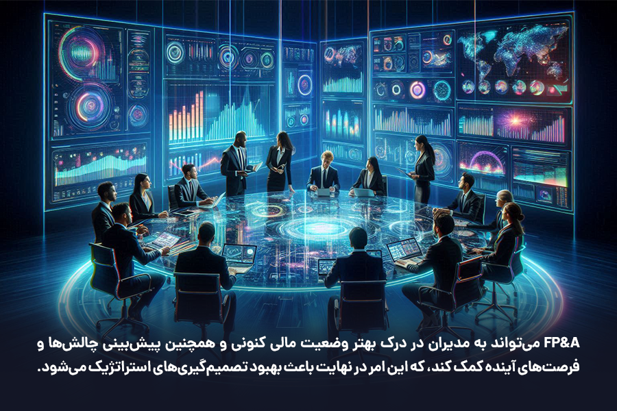 FP&A می‌تواند به مدیران در درک بهتر وضعیت مالی کنونی و همچنین پیش‌بینی چالش‌ها و فرصت‌های آینده کمک کند.