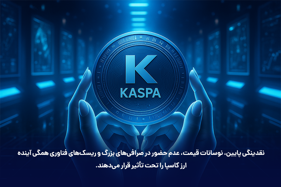 نقدینگی پایین، نوسانات قیمت، عدم حضور در صرافی‌های بزرگ و ریسک‌های فناوری همگی آینده ارز کاسپا را تحت تأثیر قرار می‌دهند.