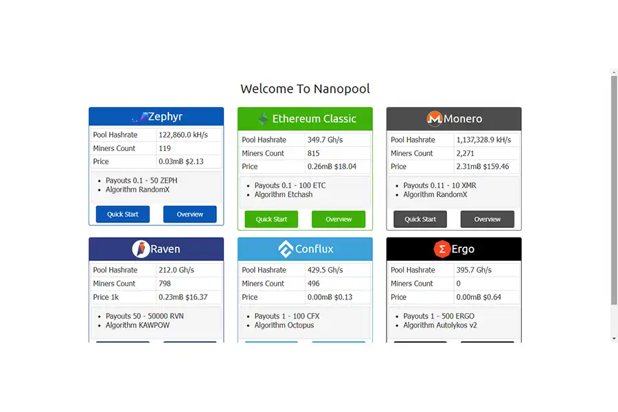 Nanopool به کاربران کمک می‌کند تا با کمترین پیچیدگی به استخراج ارزهای دیجیتال بپردازند.