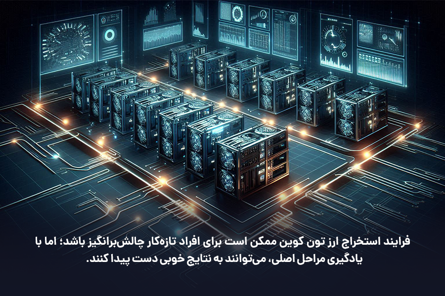 افراد تازه‌کار با یادگیری مراحل اصلی استخراج ارز تون کوین، می‌توانند به نتایج خوبی دست پیدا کنند. 