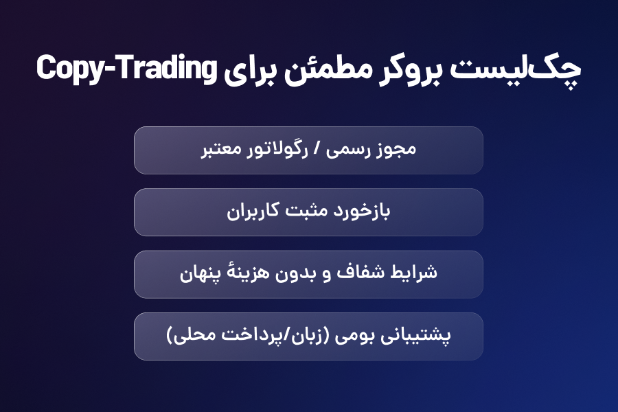 چک لیست بروکر مطمئن برای کپی تریدینگ