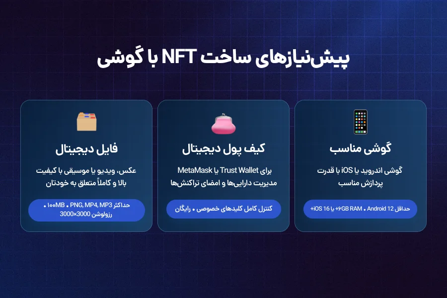 پیشنیازهای ساخت NFT با گوشی